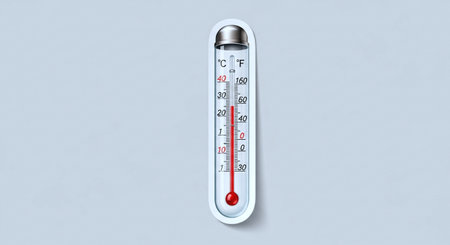 Thermometer with a high temperature. Isolated on gray background.