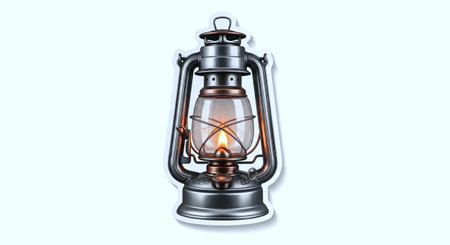 Lantern with a burning candle on a white background. 3d rendering