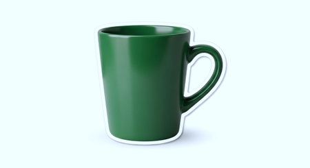 Green cup isolated on a white background. 3d rendering illustration.