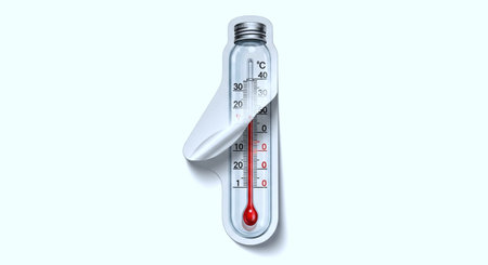 Thermometer with red temperature on a white background. 3d rendering