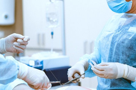Close-up of medical team performing operation on patient in hospital.