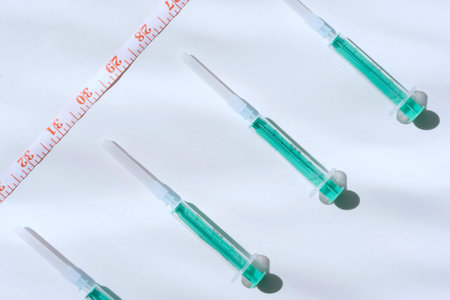 Medical syringes on a white background. The concept of medicine and health.