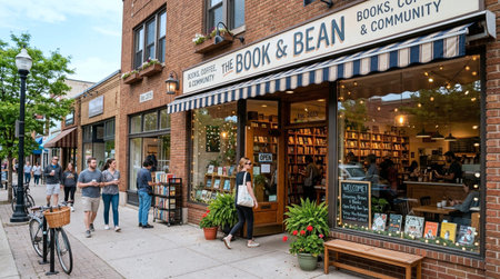 People visit a book shop
