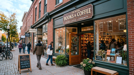 People visit bookstore in Copenhagen, Denmark.