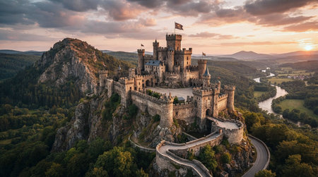 Panoramic view of the medieval castle of Chateau*