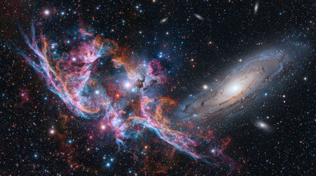 Planets, stars and galaxies in outer space showing the beauty of space exploration.