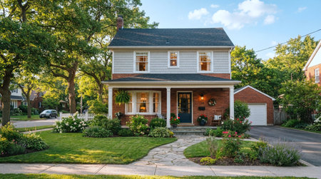 Exterior of a classic American home in the suburbs of Baltimoreland.