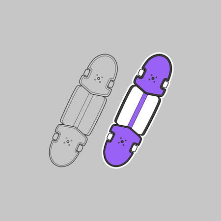 Purple skateboard a top view on a gray backgroundのイラスト素材