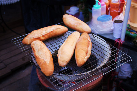 Columbian toast on the stove. Thailandの写真素材