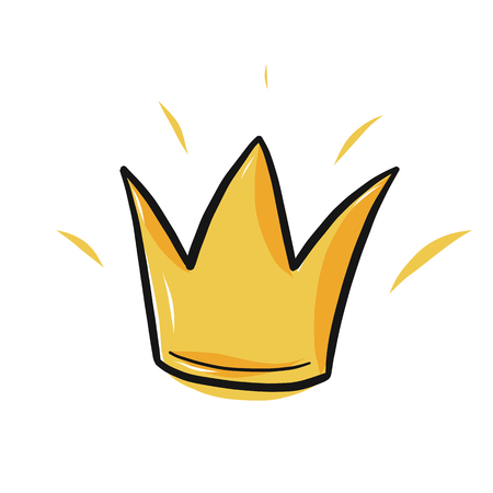 Happy birthday hand drawn lettering with crown icon for post card, poster, banner, logo, icon, printing, website. Modern typography.のイラスト素材