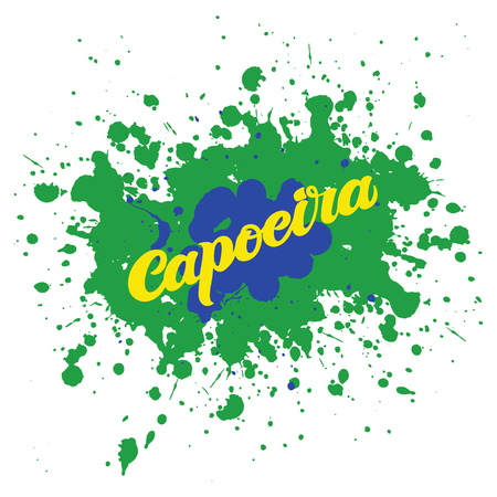 Capoeira lettering and sillouettes of capoeirists, no background. For designing capoeira promo, logo, banner, poster, website, invitation, visit cardのイラスト素材
