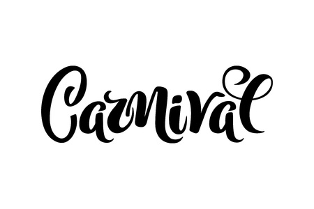 Carnival hand drawn lettering for Brasil carnaval, Mardi Gras, Spain carnival festival concept for celebration poster, banner, logo, icon, printing. Vector typography isolated, without background.のイラスト素材