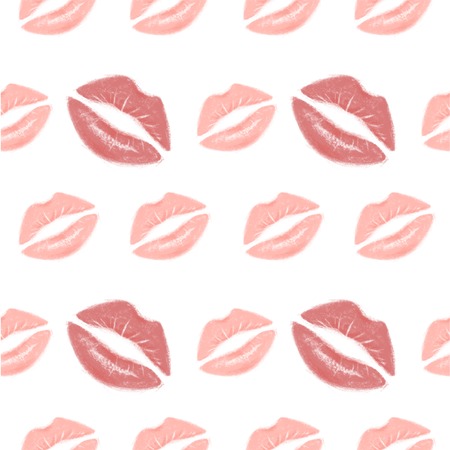 Lipstick imprint seamless pattern, lips in kiss for Valentines Day goods design, love confession, wedding invitation, paper print, fashion textile, shop for adults. Kiss pattern for romantic products.の写真素材
