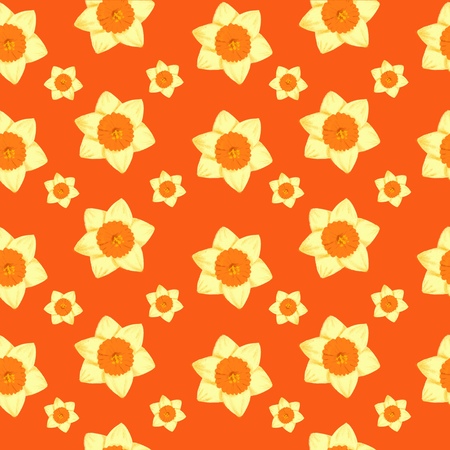 Spring seamless pattern - narcissus jonquil daffodil flower sketch for fashion illustration, printing, poster, banner, notebook, textile. Isolated without background. Spring floral ornamentの写真素材