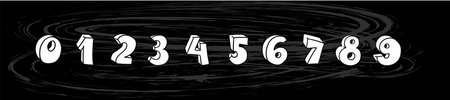 Vector hand drawn 3D line art numbers set. Signs as sketched art, ouline font. Latin alphabet...