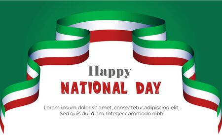 National Day in Italy poster concept with 3D waving italian flag ribbon on green background for invitation, banner, republic day celebration card, patriotic holiday graphic template booklet Vector artのイラスト素材