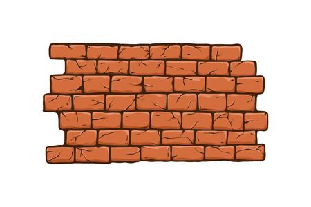 Brick Wall vector illustration, old ancient or aged rectangle bricks for poster on house facade decoration, exterior, rough vintage interior of room. Sketchy style for logo, icon, card, web site, adのイラスト素材