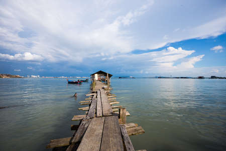 A jetty at the seaの写真素材