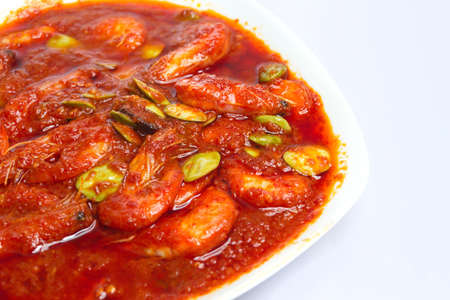 Hot and spicy prawn with parkiaの写真素材