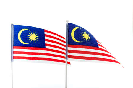 Malaysian Flag on white isolated background, selective focusの写真素材