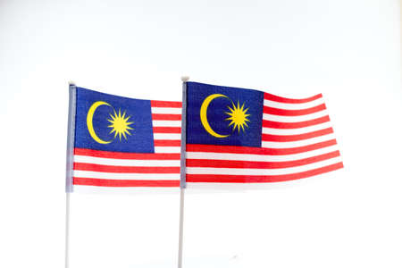 Malaysian Flag on white isolated background, selective focusの写真素材