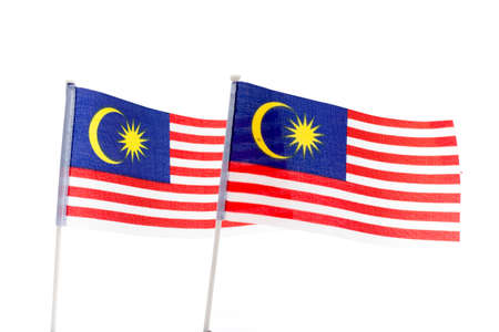 Malaysian Flag on white isolated background, selective focusの写真素材
