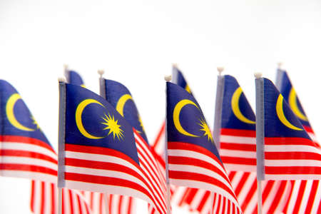 Malaysian Flag on white isolated background, selective focusの写真素材