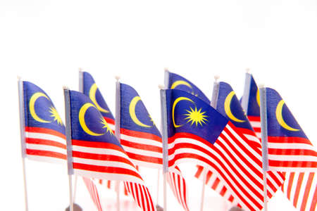 Malaysian Flag on white isolated background, selective focusの写真素材