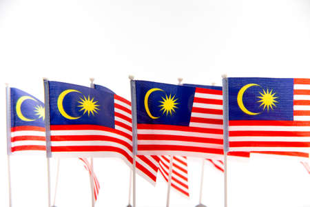 Malaysian Flag on white isolated background, selective focusの写真素材