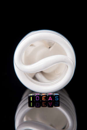 Led light bulb on dark isolated backgroundの写真素材