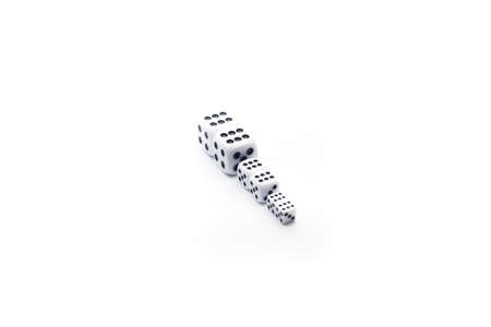 Dice on white isolated background, selective focusの写真素材