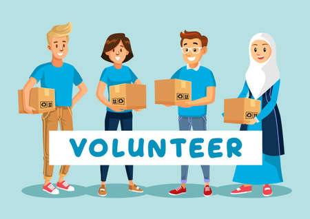 Volunteer for humanity with blue t-shirtのイラスト素材