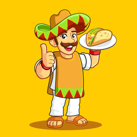 Taco Man Poncho uniform sombrero mustacheのイラスト素材