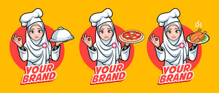 New Three Chef women with handkerchief and Toqueのイラスト素材