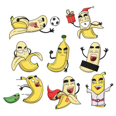 Banana in action poseのイラスト素材