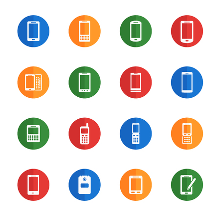 Phones flat icons for mediaのイラスト素材