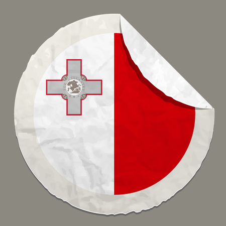 Malta flag symbol on a paper labelのイラスト素材