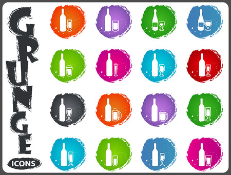 Glasses and cups symbol for web icons in grunge styleのイラスト素材