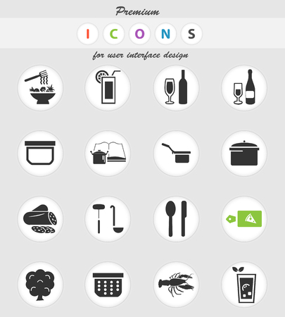 food and kitchen vector icons for user interface design