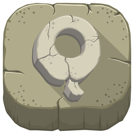 Vector icon with a stone letter Q with cracksのイラスト素材