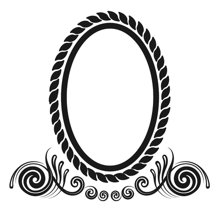 oval decorative border in antique rococo style decorative designのイラスト素材