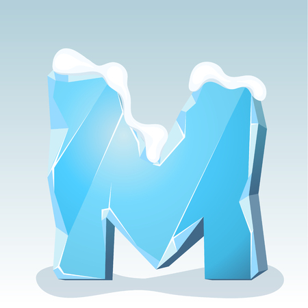 Ice letter M with snow on the top, vector fontのイラスト素材