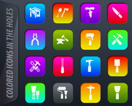 Work tools vector colored icons in the holes easily adapt to any backgroundのイラスト素材