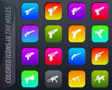 Hand weapons colored icons in the holes easily adapt to any backgroundのイラスト素材