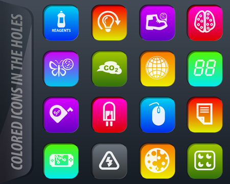 Science vector colored icons in the holes easily adapt to any backgroundのイラスト素材