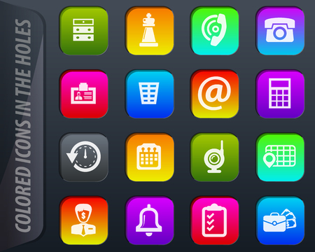 Office vector colored icons in the holes easily adapt to any backgroundのイラスト素材