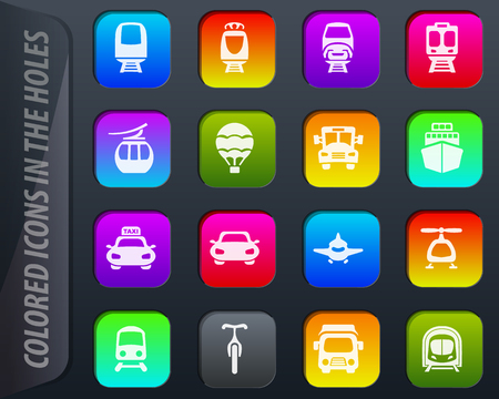 Public transport colored icons in the holes easily adapt to any backgroundのイラスト素材