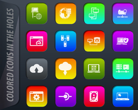 Internet, server, network icon set for web sites and user interfaceのイラスト素材