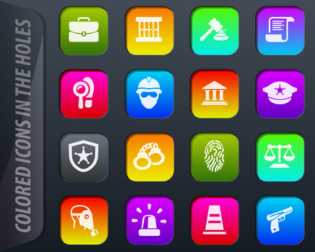 Police colored icons in the holes easily adapt to any backgroundのイラスト素材