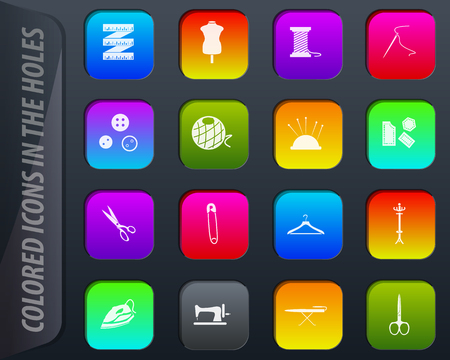 tailoring vector colored icons in the holes easily adapt to any backgroundのイラスト素材